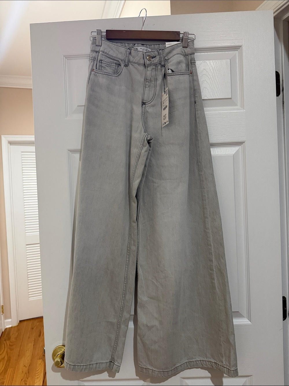 Zara Light Gray Palazzo Jeans